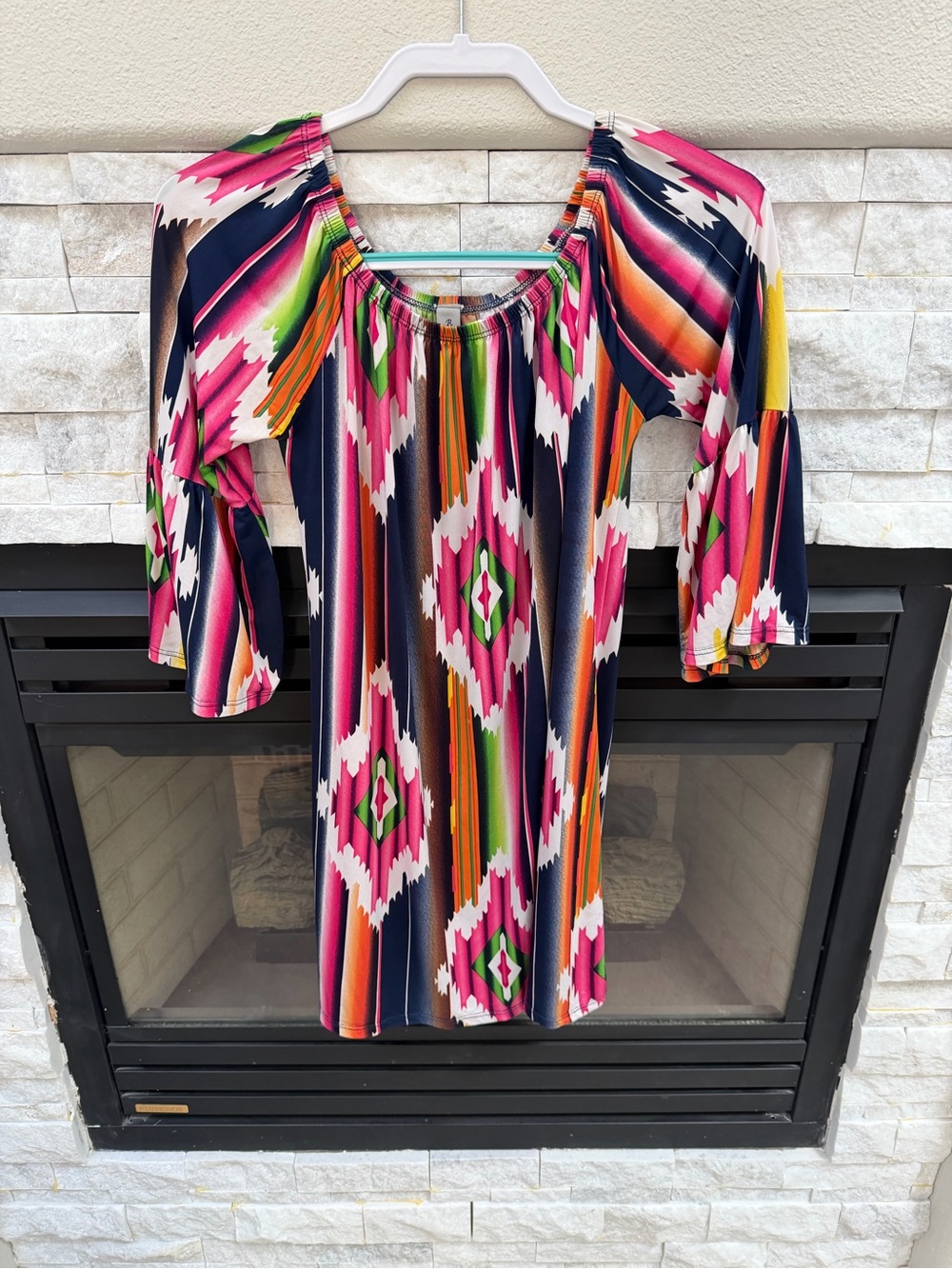 Boho Off-Shoulder Floral Stripe Dressy Top - Multicolor